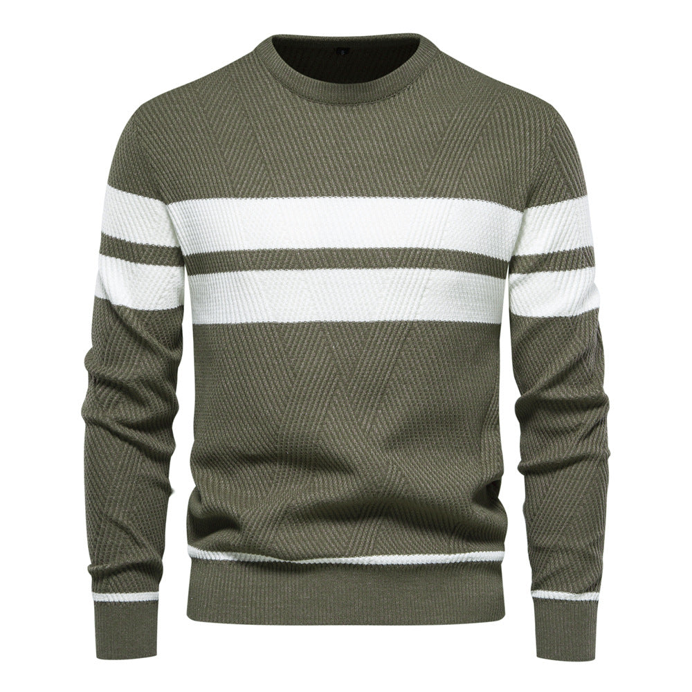 Herren Streifenpullover mit Rundhals - Klassisch Modern