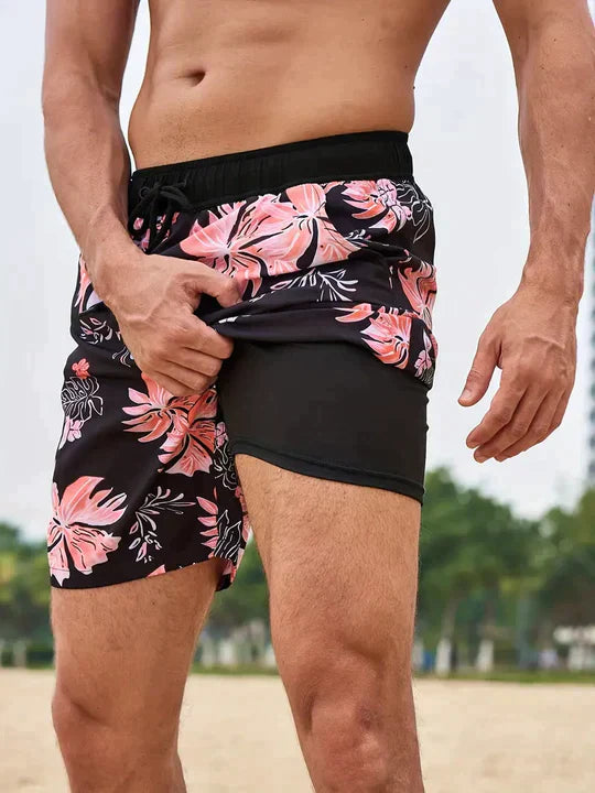 Herren-Badeshorts aus leichtem, schnelltrocknendem Material mit elastischem Bund