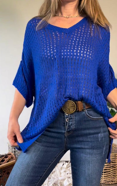 Sommer Pullover mit V-Ausschnitt