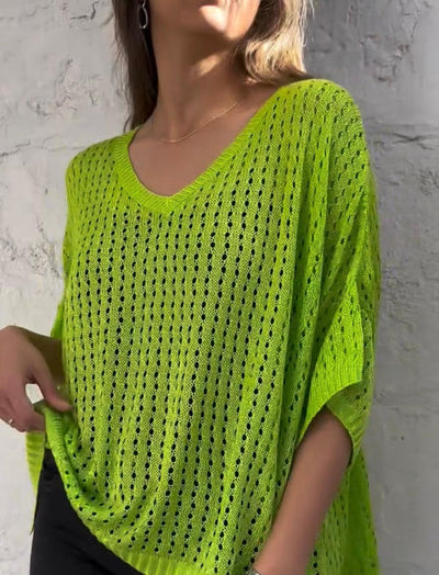 Sommer Pullover mit V-Ausschnitt