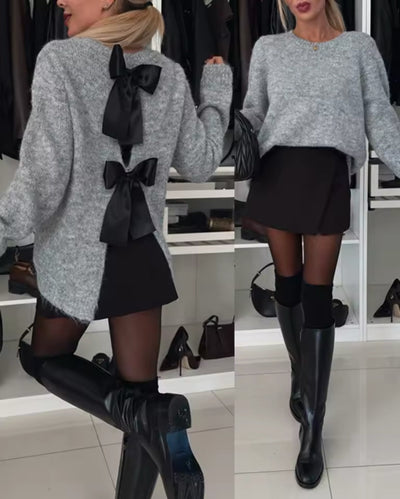 Kuscheliger Pullover | Schleifen-Dekor & modischer Schnitt | Femininer Look