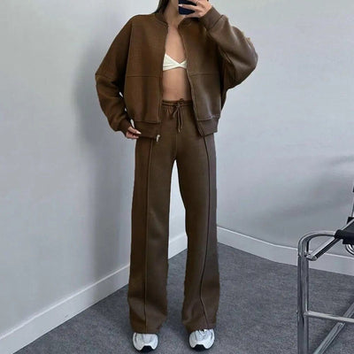 Zweiteiliges Lounge-Set | Oversize-Zipper | Weite Hose