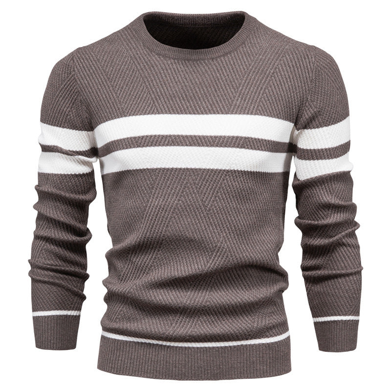 Herren Streifenpullover mit Rundhals - Klassisch Modern