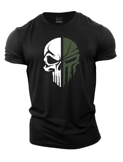 Herren Totenkopf T-Shirt im Military-Stil