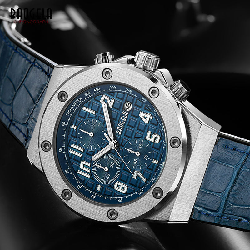 Elegante Herren Chronograph Armbanduhr