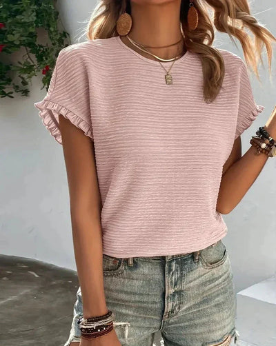 Karin | Strukturiertes Oberteil mit Rüschenärmeln