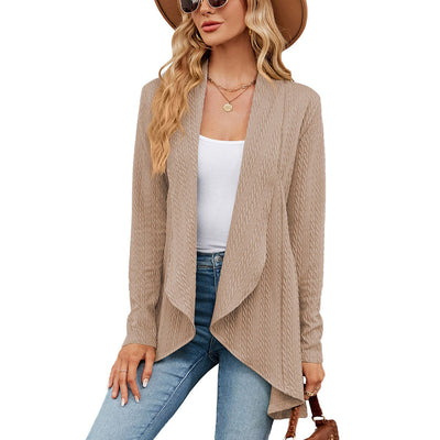 Cardigan mit Wasserfallkragen | Lockerer Schnitt | Strukturierter Look