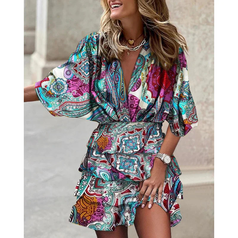 Sommerkleid mit Wickeloptik | Rüschenrock & Fledermausärmel | Luftiger Chic