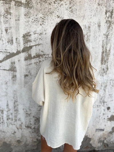 Bluse mit Knopfdetail | Lockerer Schnitt | Luftige Struktur