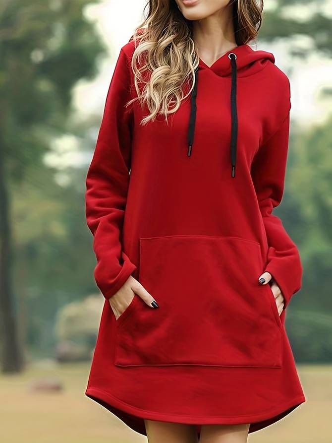 Laura | Lässiges Langarm Kapuzenpullover Kleid