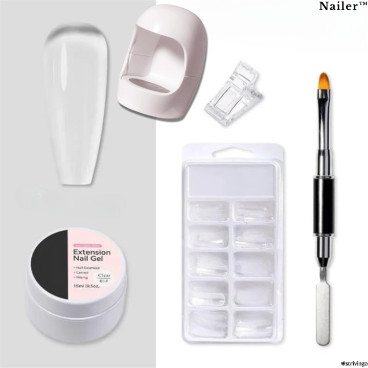 Nailer™ – Hartgel-Nagelverlängerungs-Set | Inklusive UV-Lampe!