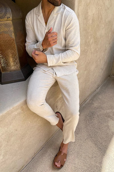 Zweiteiliges Herren Leinen-Set – Sommer-Outfit mit Hemd & Hose