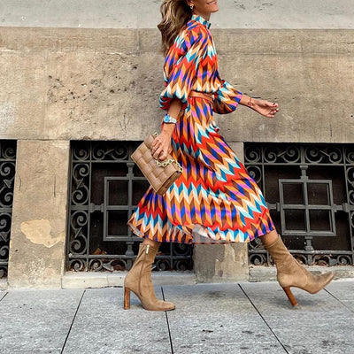 Mainne - Trendiges geometrisches Damen-Midikleid