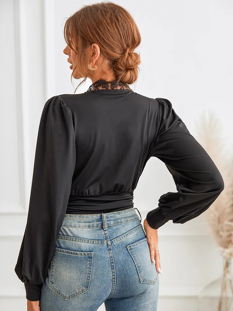 Evelina - Schwarzer Bodysuit - Zart - Damen - Spitze