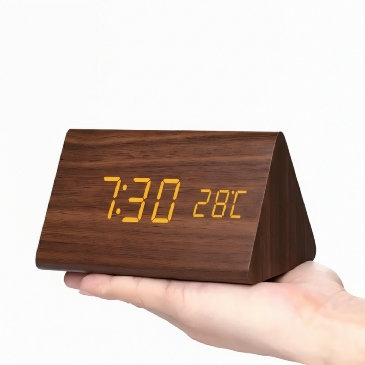 Moderner LED Digital Wecker aus Holz