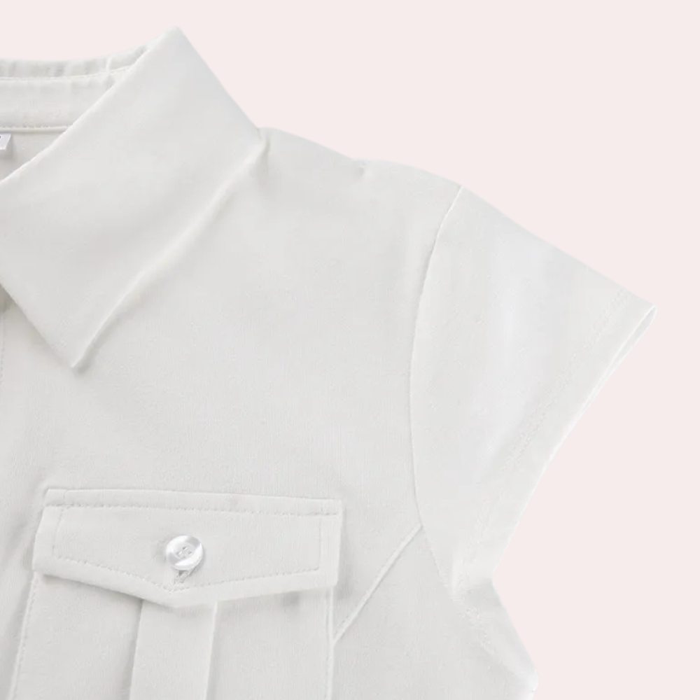 Annika - Schlichte weiße Damenbluse, Basic für die Garderobe