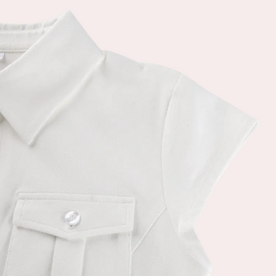 Annika - Schlichte weiße Damenbluse, Basic für die Garderobe