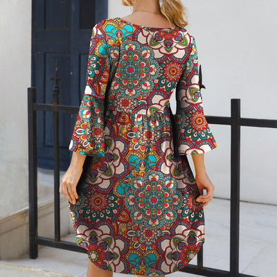 Sybella™ - Boho Kleid Mit Druck