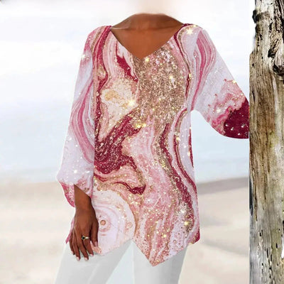 Nadine | Trendiges Langarm Top mit V Ausschnitt