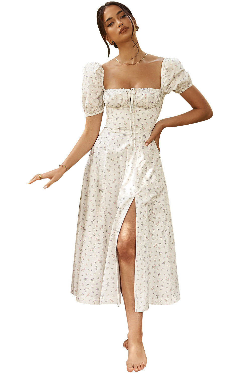 Evea - Schickes Midi-Kleid mit quadratischem Ausschnitt