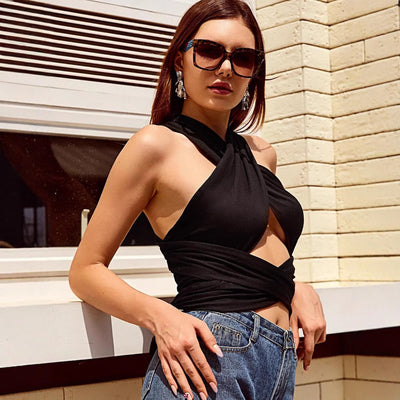 Damen Wickeloberteil im modernen Cross-Design mit tailliertem Schnitt Fudus