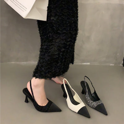 Damen Slingback Pumps mit eleganter spitz zulaufender Silhouette und glitzerndem Obermaterial Fudus