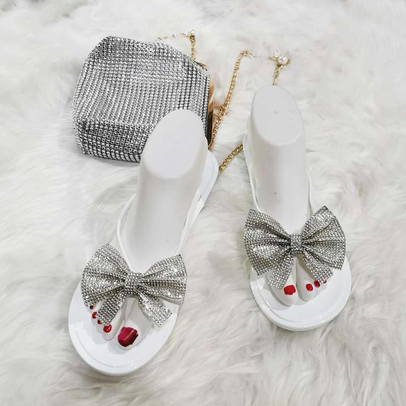 Damen Glamouröse Zehentrenner mit Strassschleife Fudus