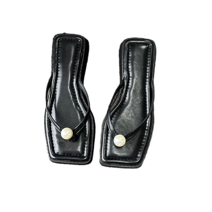 Damen Elegante Zehentrenner mit luxuriösem Perlenschmuck Fudus