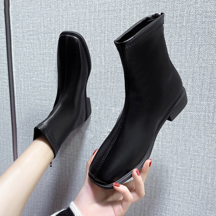 Damen Stiefeletten im eleganten minimalistischen Design mit seitlichem Reißverschluss und bequemer Sohle Fudus
