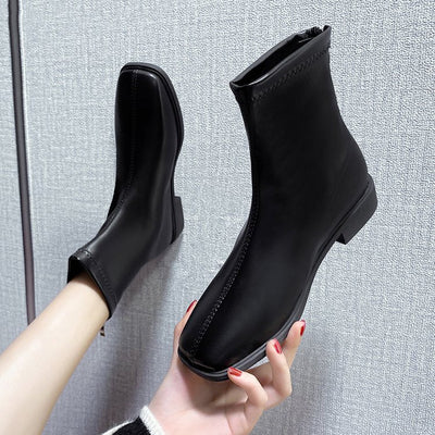 Damen Stiefeletten im eleganten minimalistischen Design mit seitlichem Reißverschluss und bequemer Sohle Fudus