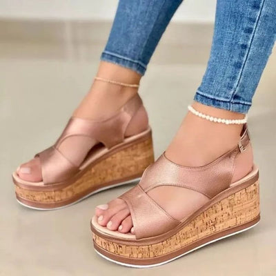 Damen Wedge-Sandalen mit angesagtem Cork-Design und komfortabler Fußbettung Fudus
