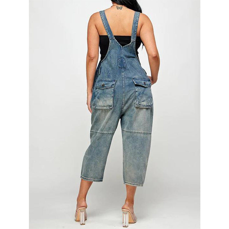 Damen Overall aus Denim mit Knopfdetail Fudus