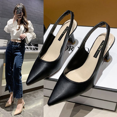 Damen Slingback-Pumps mit spitz zulaufendem Design und luxuriösem Blockabsatz Fudus