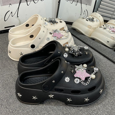 Damen Kreative und modische Clogs mit funkelnden Applikationen Fudus
