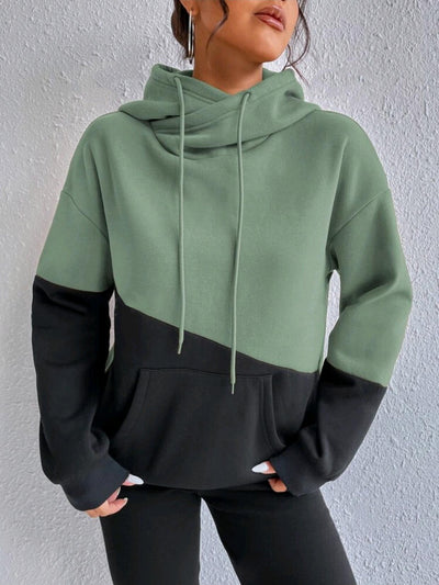 Damen Hoodie mit künstlerischem Farbblockdesign Fudus
