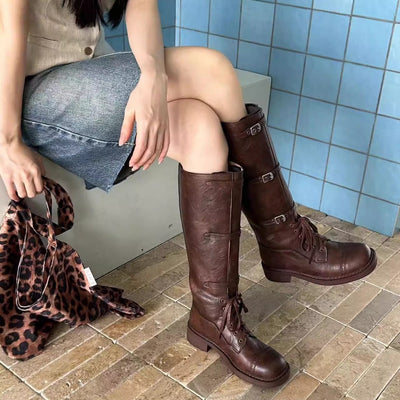 Damen Stiefel im robusten Design mit verstellbaren Schnallen und rutschfester Sohle Fudus