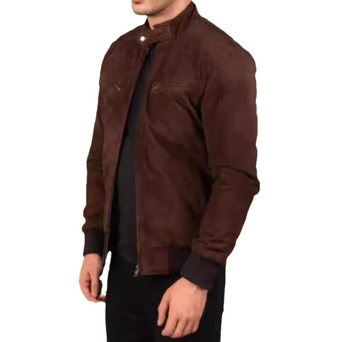 Herren zeitlose Wildlederjacke im modernen Biker-Schneid Aliams