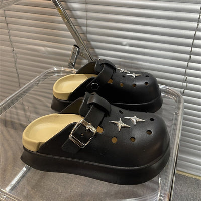Damen Komfortable Clogs mit modischem Schnallen-Design Fudus