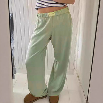 Damen lässige Palazzo-Hosen aus leichtem, atmungsaktivem Stoff mit elastischem Bund Fudus