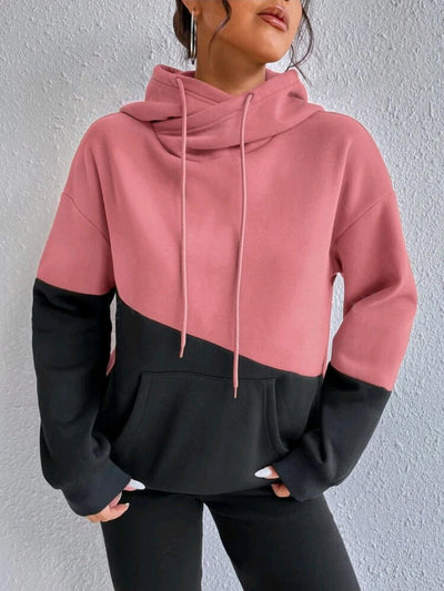 Damen Hoodie mit künstlerischem Farbblockdesign Fudus