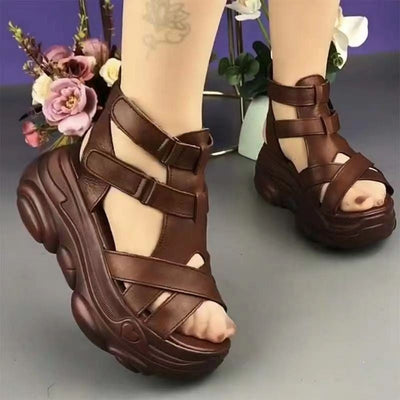 Damen komfortable Plateau-Sandalen mit verstellbaren Riemen und ergonomischer Sohle Fudus