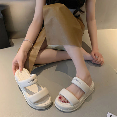 Damen Summer Slide Sandalen mit breitem gepolstertem Riemen und rutschfester Sohle Fudus