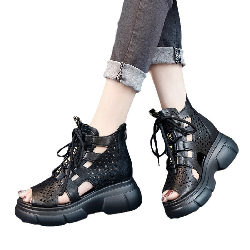 Damen Sportliche Schnürsandalen mit atmungsaktiven Netzdetails und rutschfester Sohle Fudus