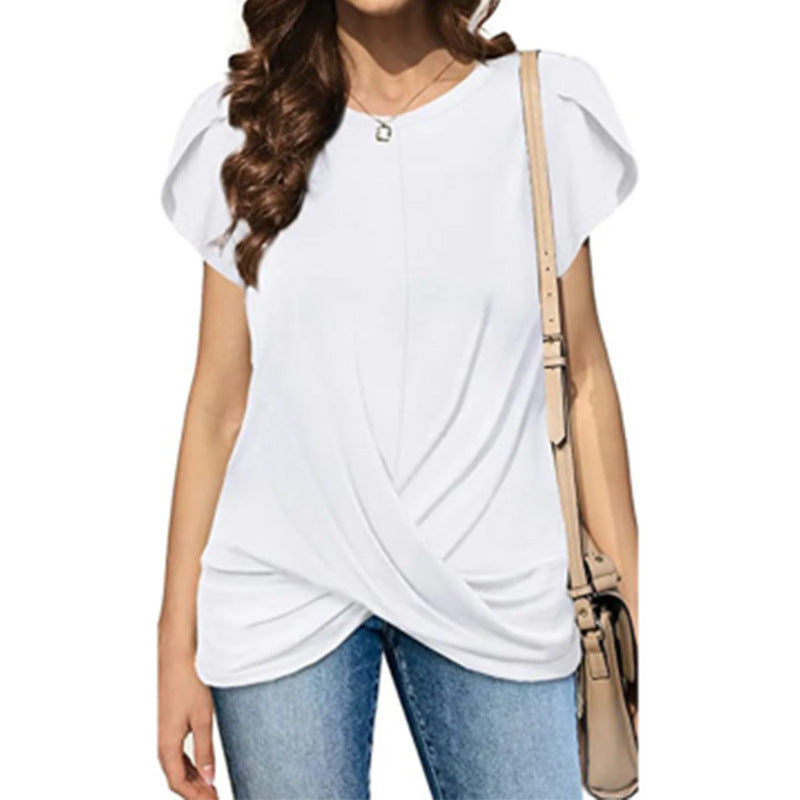Damen lässiges T-Shirt mit elegantem Knoten Fudus