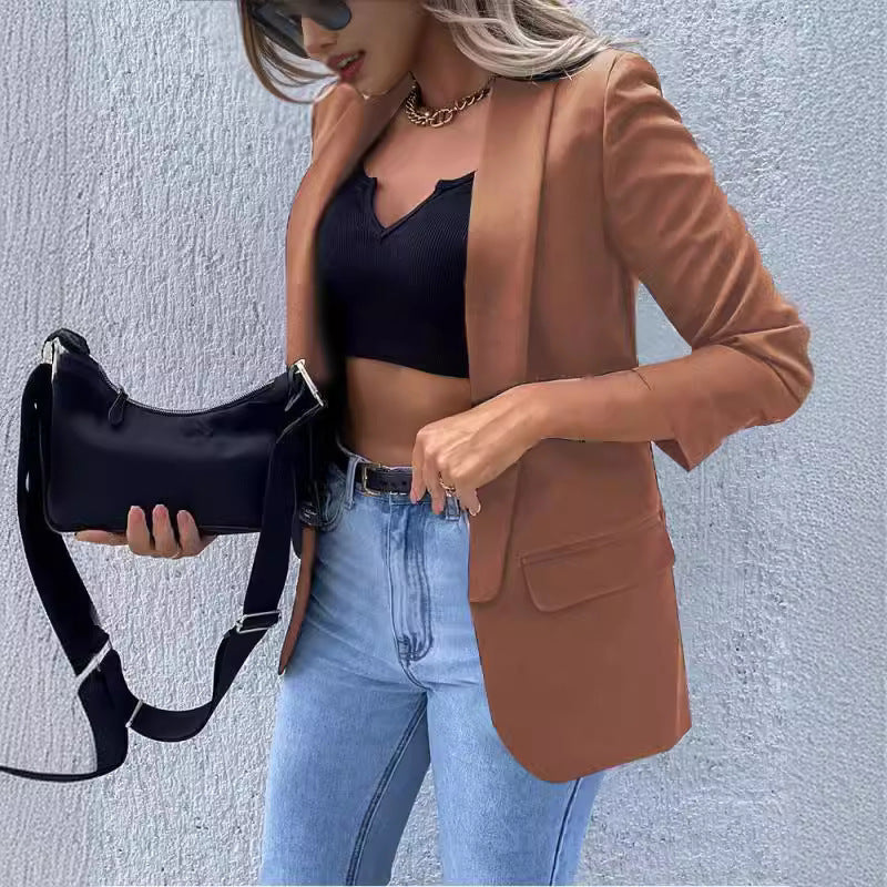 Damen Modischer Blazer mit grafischem Kettenmuster und tailliertem Schnitt Fudus