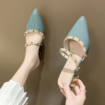 Damen Slingback-Pumps mit modischem Spitzen-Design und schimmernden Vintage-Nieten Fudus