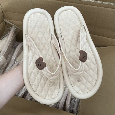 Damen Komfortable und stylische Pantoletten mit Teddy-Motiv Fudus