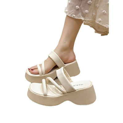 Damen Plateau-Sandalen mit breiten Riemen und ergonomischem Fußbett Fudus