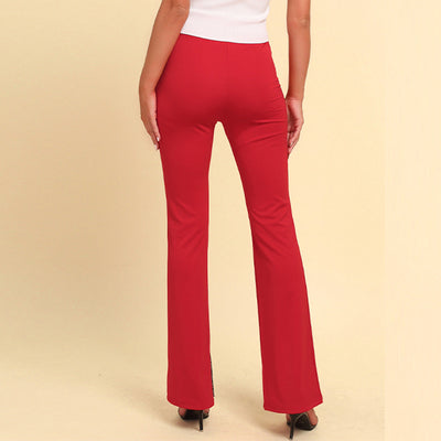 Damen Elegante High-Waist-Hosen mit Netzdetails Fudus