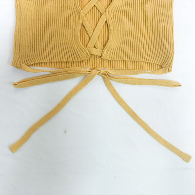 Damen cropped Oberteil mit raffinierten Bindebändern Fudus